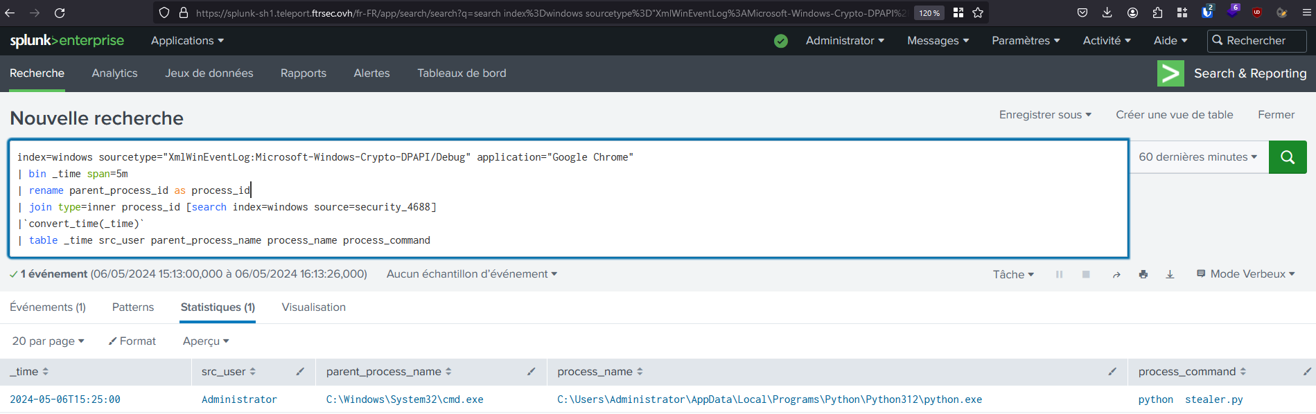 Splunk detection rule